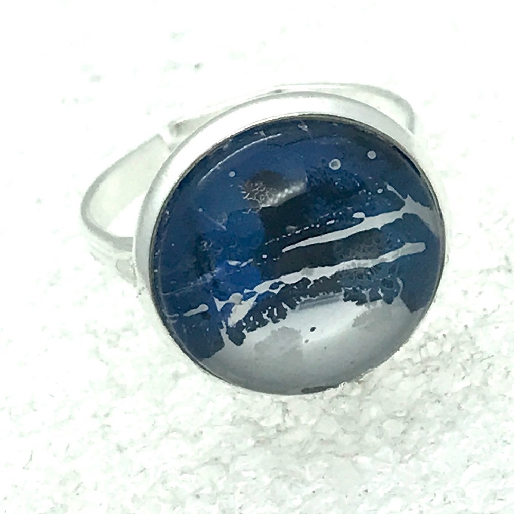 Handmade 14mm hand painted dome ring adjustable NSR